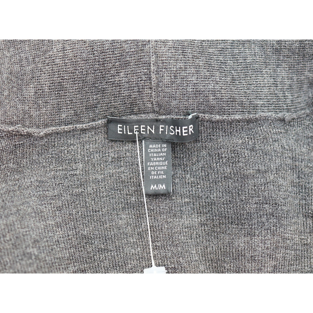 A8 Auth EILEEN FISHER 100% Merino Wool Straight Long Open Front Cardigan Size M - Picture 5 of 6
